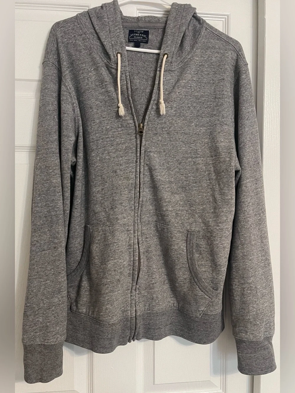 J.Crew Authentic Fleece Full Zip Hoodie Gray Size Large Cabincore Gorpcore Mens